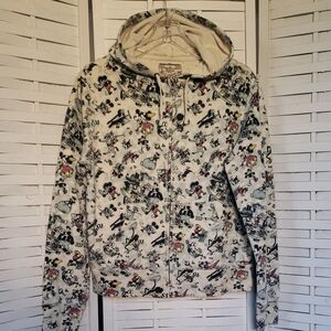 Disney Vintage Style Mickey And Friends Graphic Zip-Up Hoodie Large